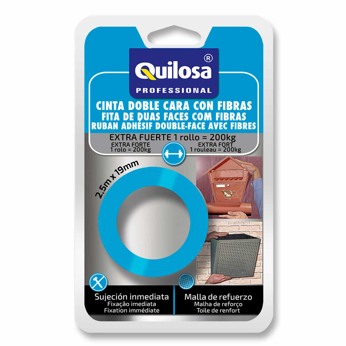 Fita Dupla Face Azul C/ Fibras - Quilosa