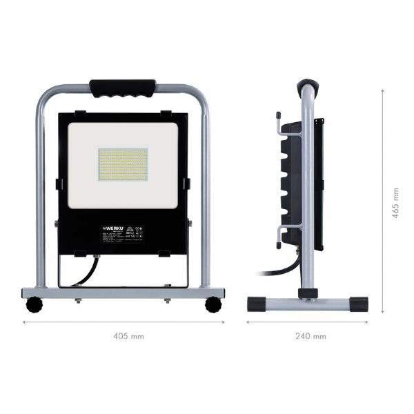 Projetor Led Luz de Trabalho 100W 9000lm Werku - WK403210 medidas